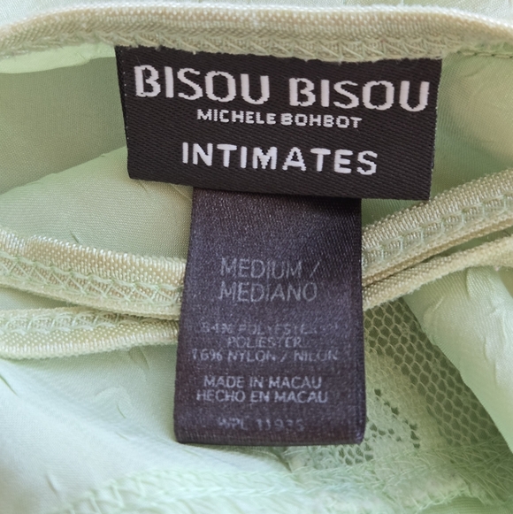 ​✨ VINTAGE Bisou Bisou Michele Bohbot Pastel Green Lace Trim Chemise Slip Dress - Picture 6 of 7